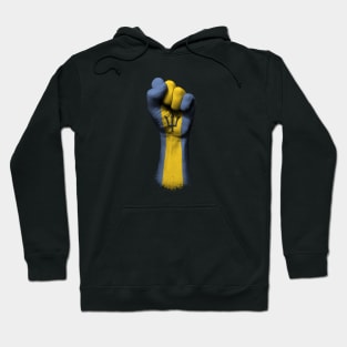 Flag of Barbados on a Raised Clenched Fist Hoodie